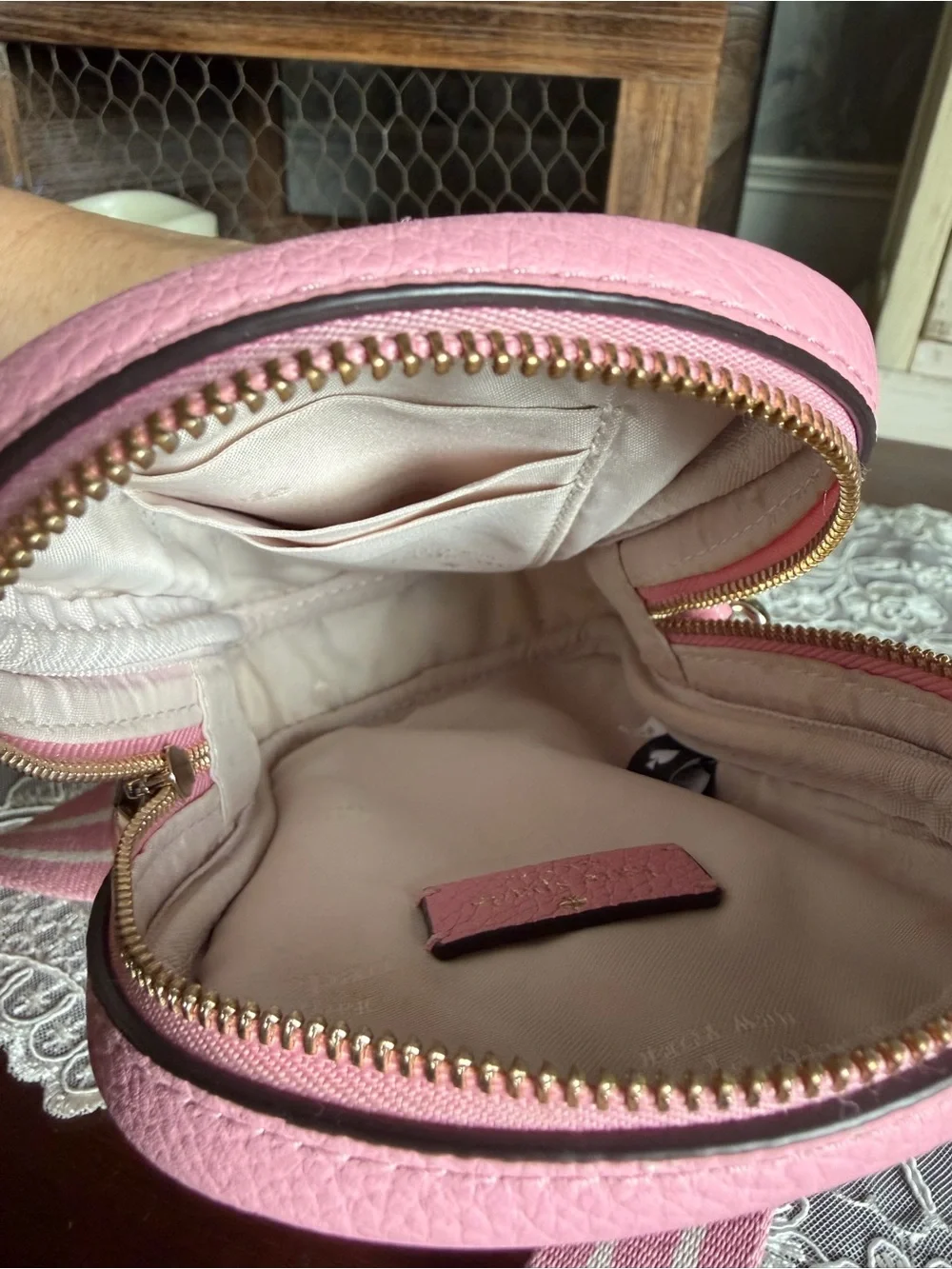 kate spade New York pink pebble leather crossbody with detachable coin pouch